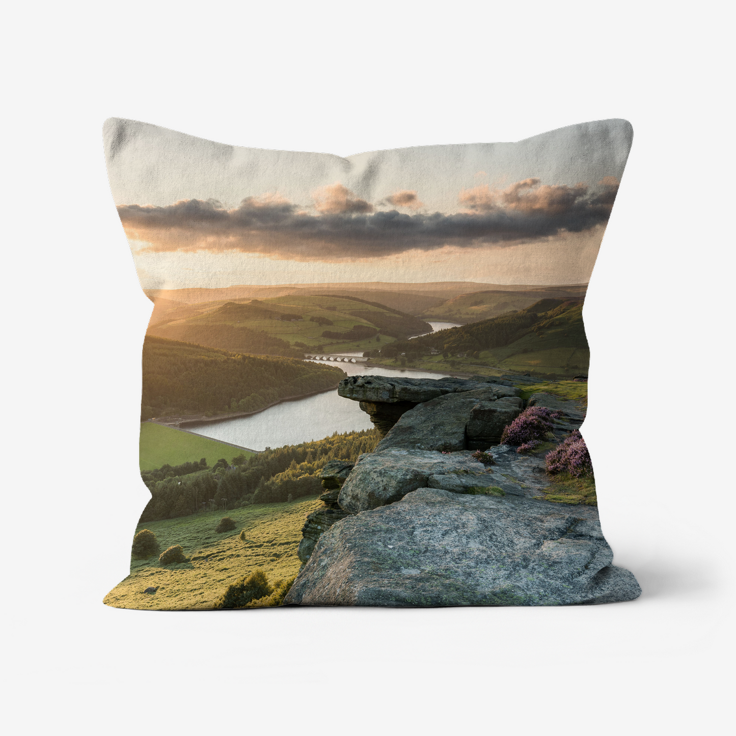 Bamford Edge Sunset, Peak District, - 46x46cm Double Sided Faux Canvas Cushion