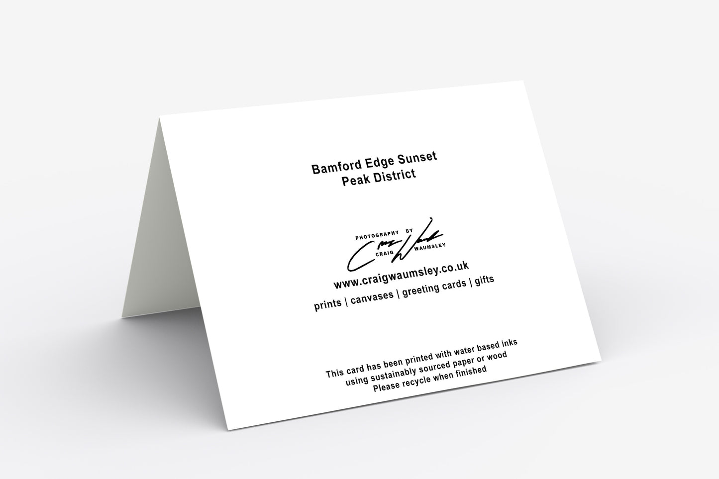 Bamford Edge Sunset, Peak District - Blank Inside, A5 Greetings Card with Envelope