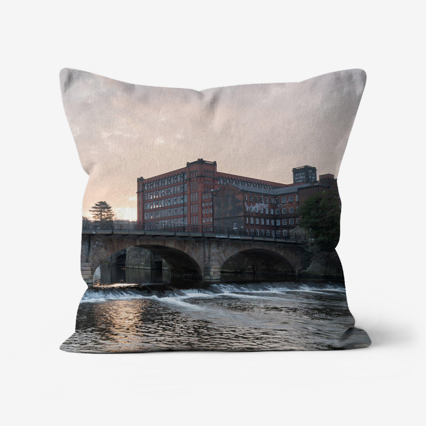 Belper Mills Sunrise, Derbyshire - 46x46cm Double Sided Faux Canvas Cushion