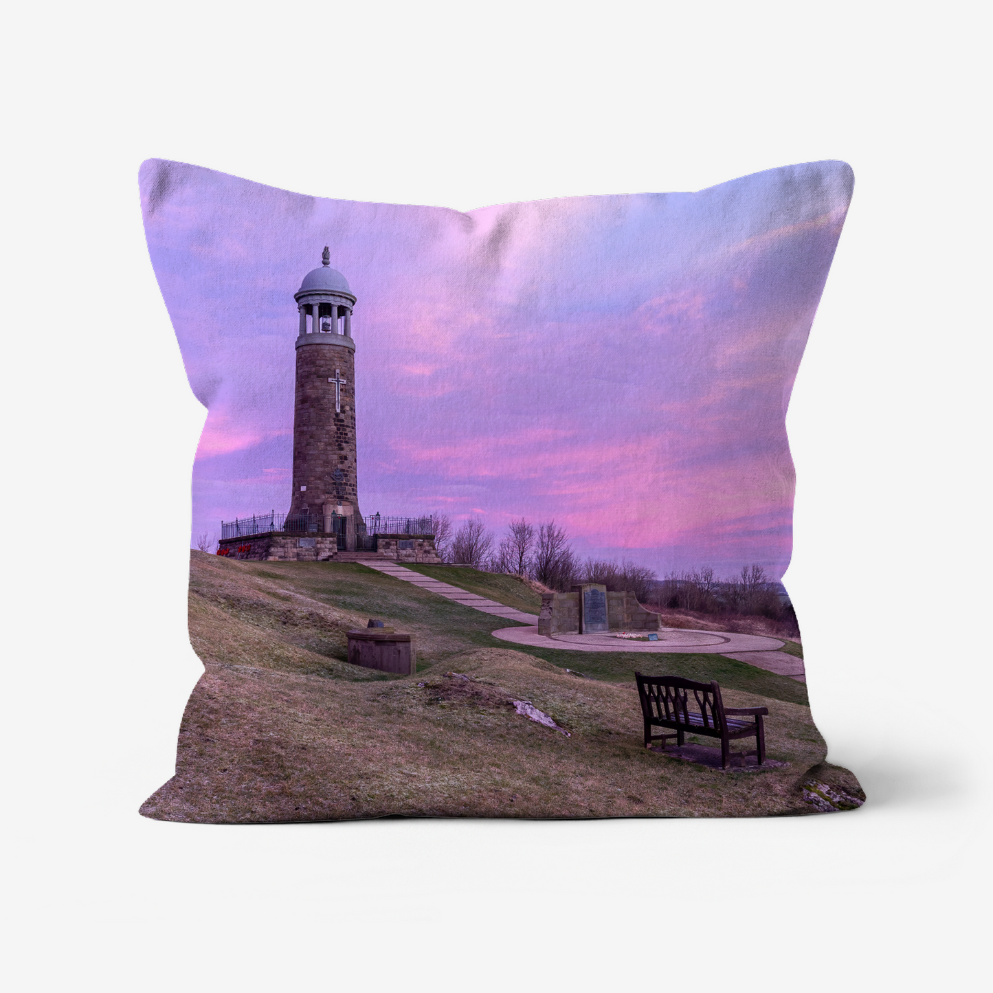 Crich Memorial Stand Sunrise, Derbyshire - 46x46cm Double Sided Faux Canvas Cushion