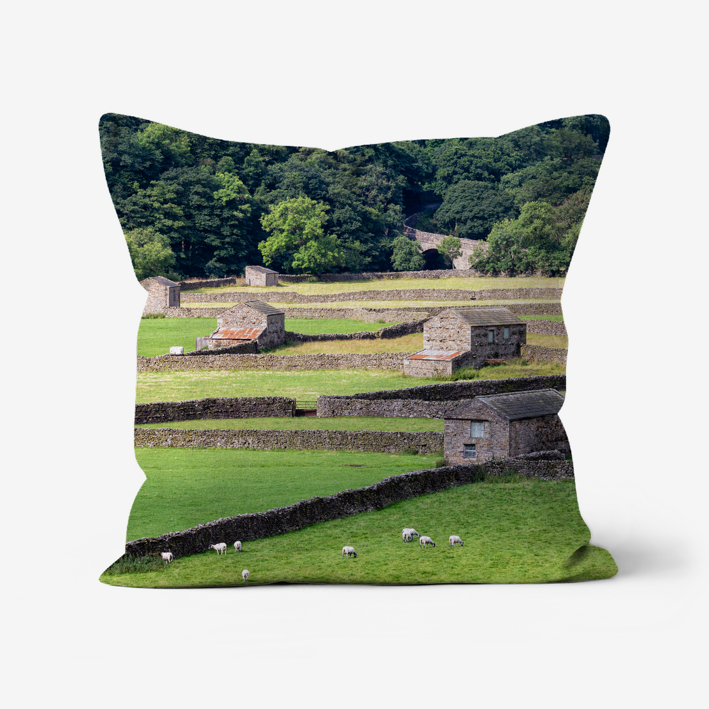 Gunnerside Meadows, Yorkshire Dales - 46x46cm Double Sided Faux Canvas Cushion