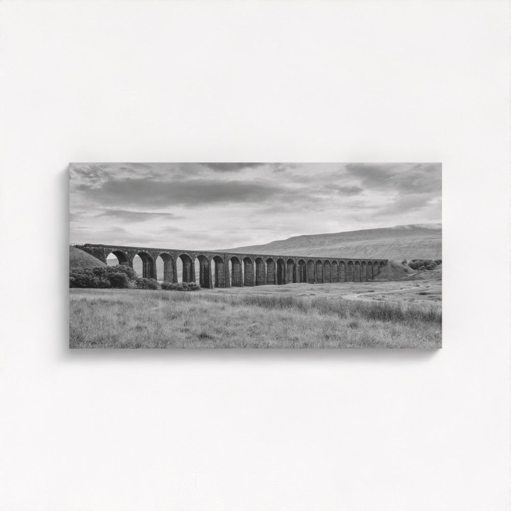 Ribblehead Viaduct black and white, Yorkshire - Panoramic Print / Framed / Canvas Photographic Wall Art