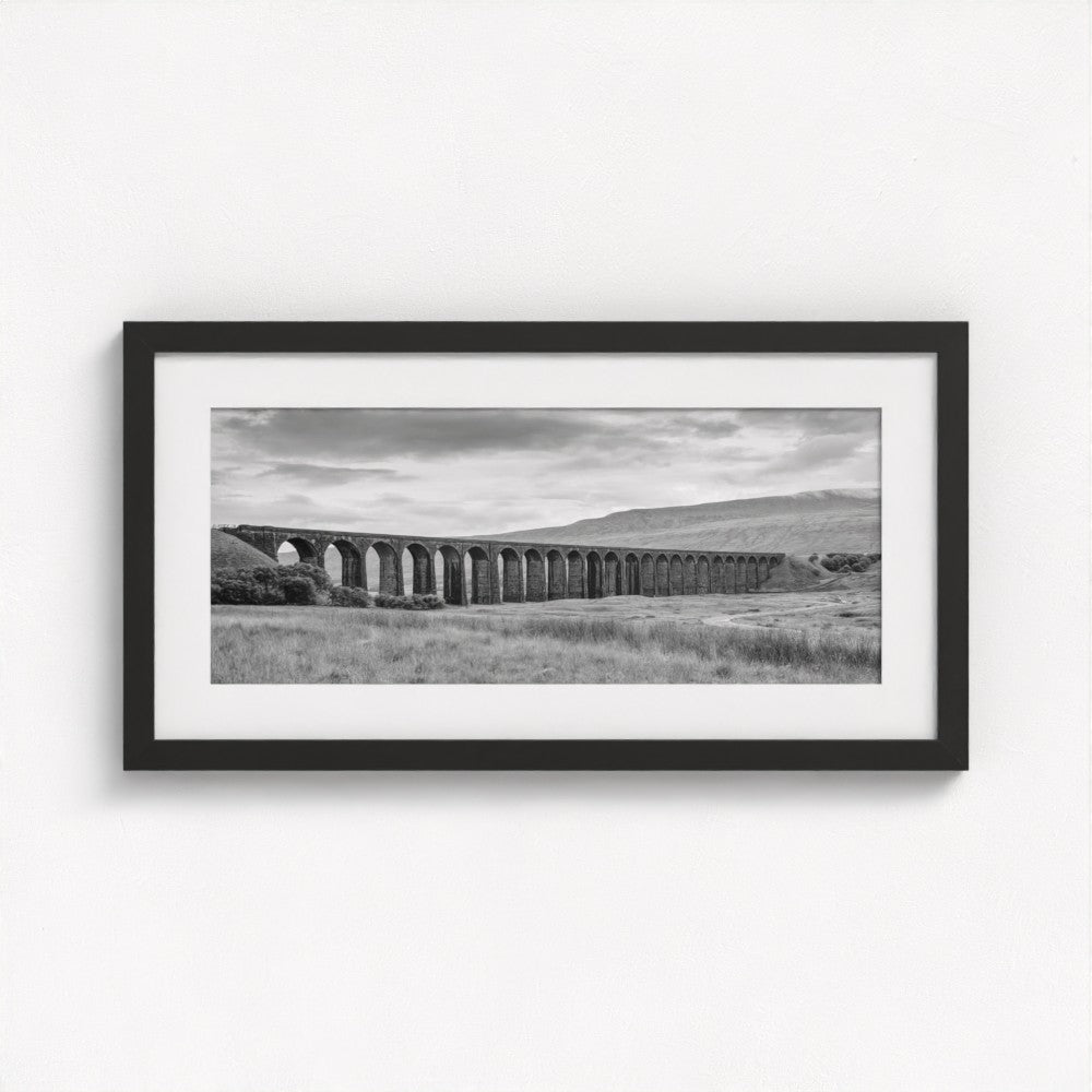 Ribblehead Viaduct black and white, Yorkshire - Panoramic Print / Framed / Canvas Photographic Wall Art