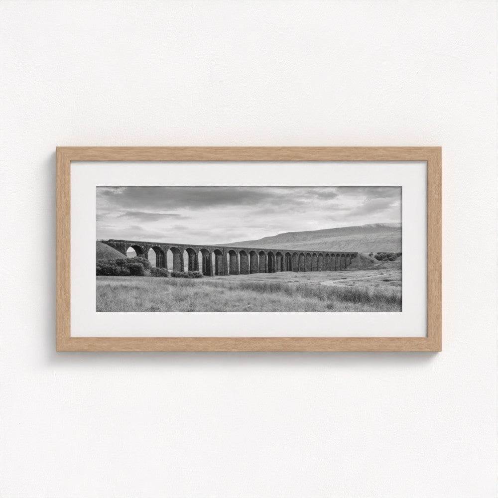 Ribblehead Viaduct black and white, Yorkshire - Panoramic Print / Framed / Canvas Photographic Wall Art