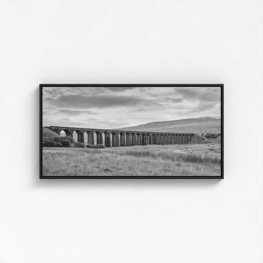 Ribblehead Viaduct black and white, Yorkshire - Panoramic Print / Framed / Canvas Photographic Wall Art