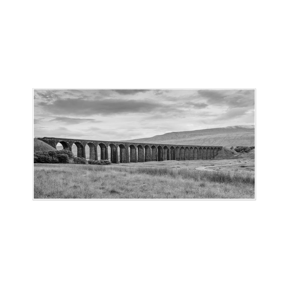 Ribblehead Viaduct black and white, Yorkshire - Panoramic Print / Framed / Canvas Photographic Wall Art