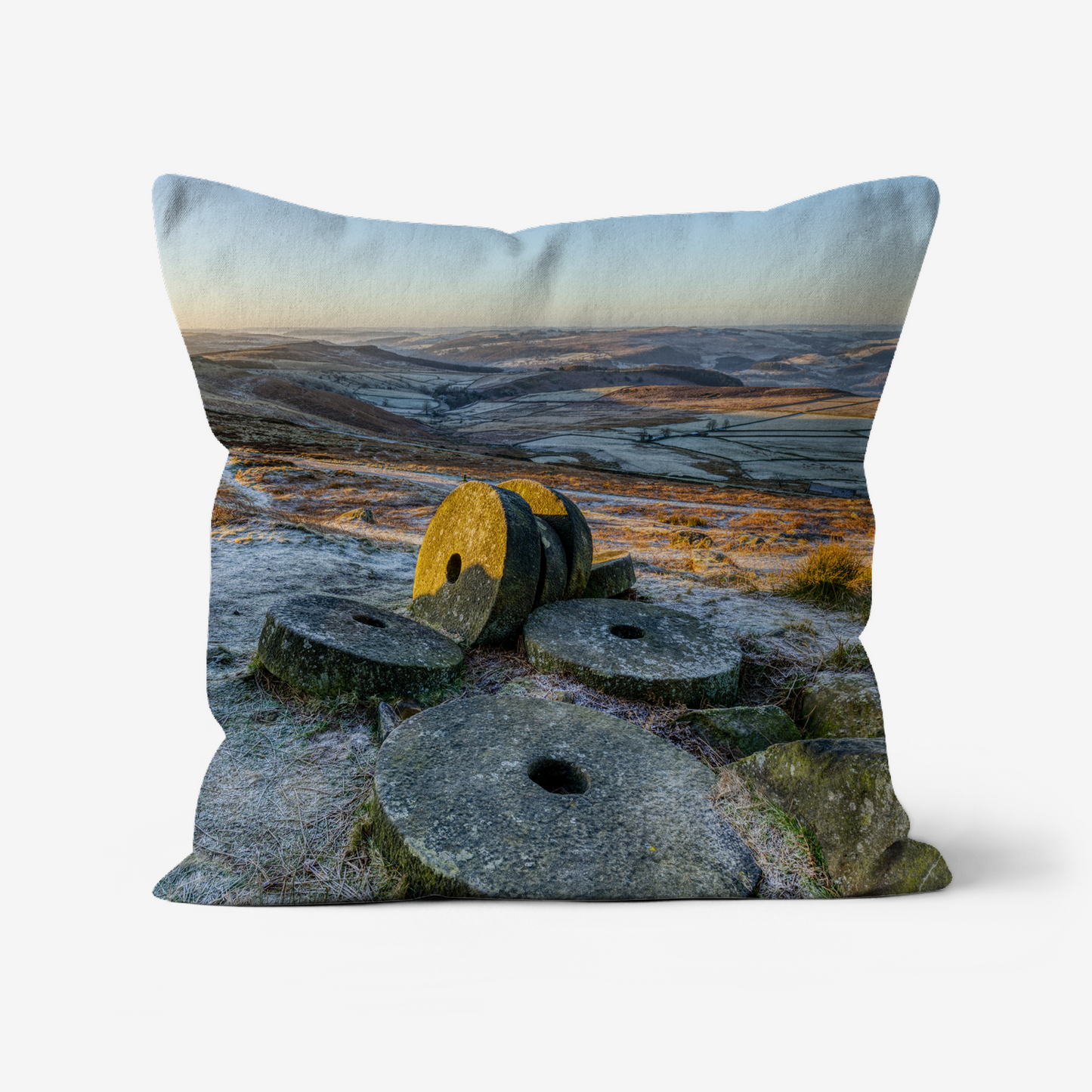 Stanage Edge Millstones, Derbyshire - 46x46cm Double Sided Faux Canvas Cushion