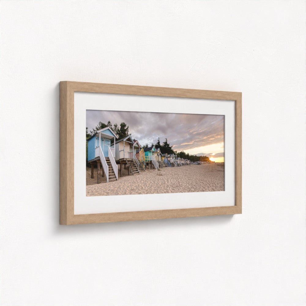Wells-Next-The-Sea Beach Huts Sunset - Panoramic Print / Framed / Canvas Photographic Wall Art