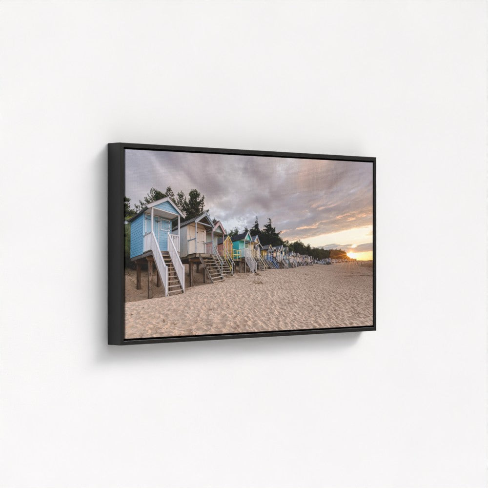 Wells-Next-The-Sea Beach Huts Sunset - Panoramic Print / Framed / Canvas Photographic Wall Art