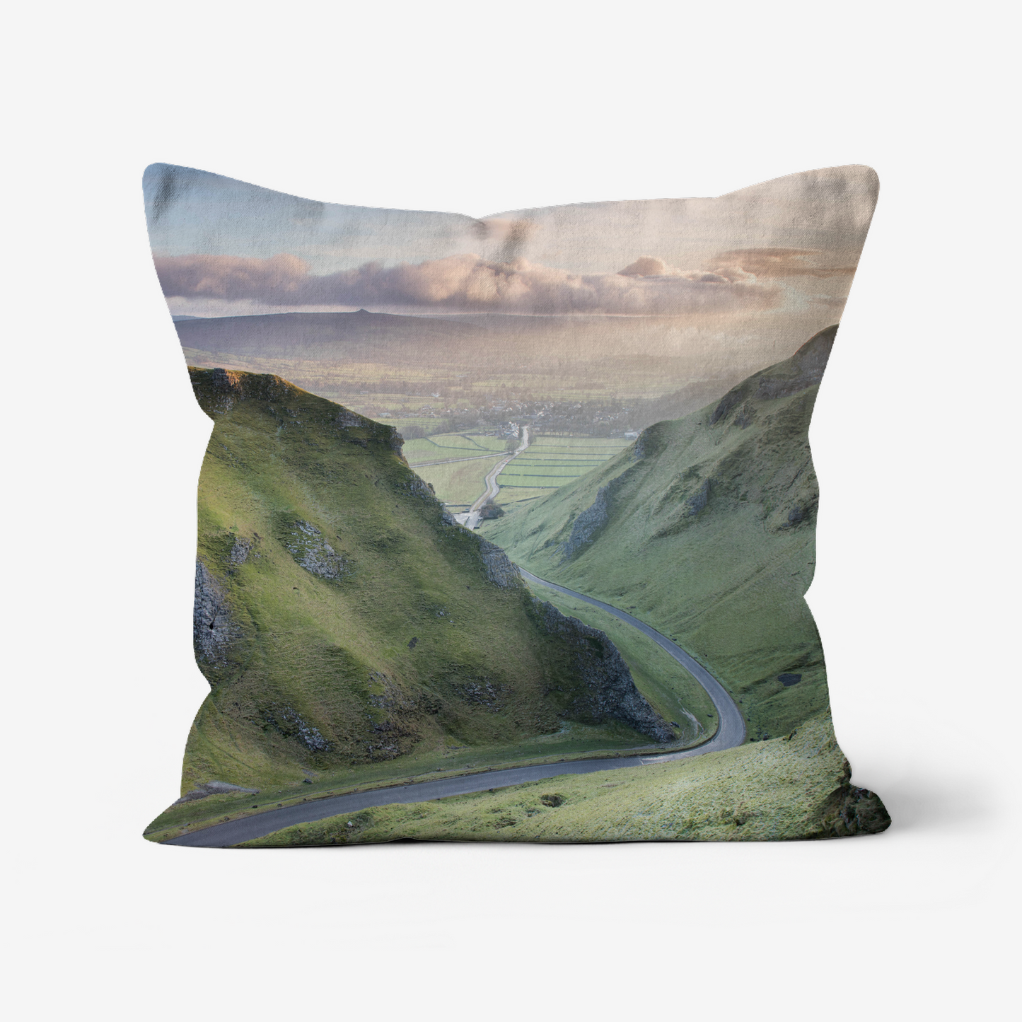 Winnats Pass Sunrise, Peak District, - 46x46cm Double Sided Faux Canvas Cushion