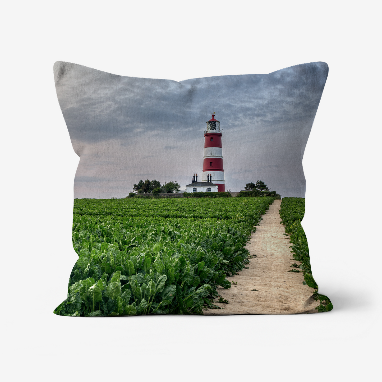 Happisburgh Lighthouse, Norfolk - 46x46cm Double Sided Faux Canvas Cushion