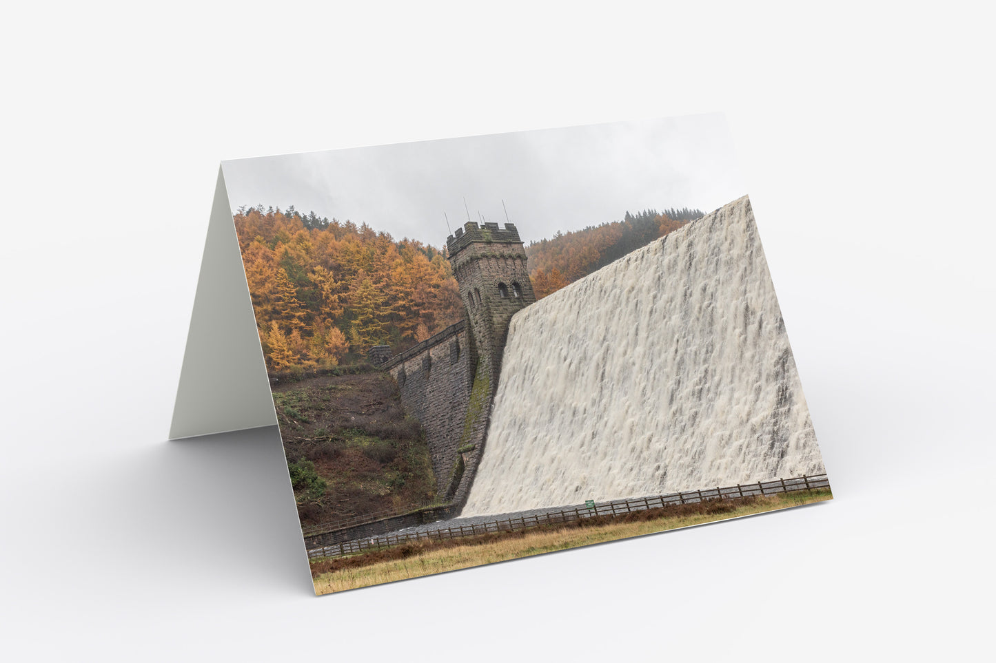 Autumn Derwent Dam, Derbyshire - Blank Inside, A5 Greetings Card with Envelope