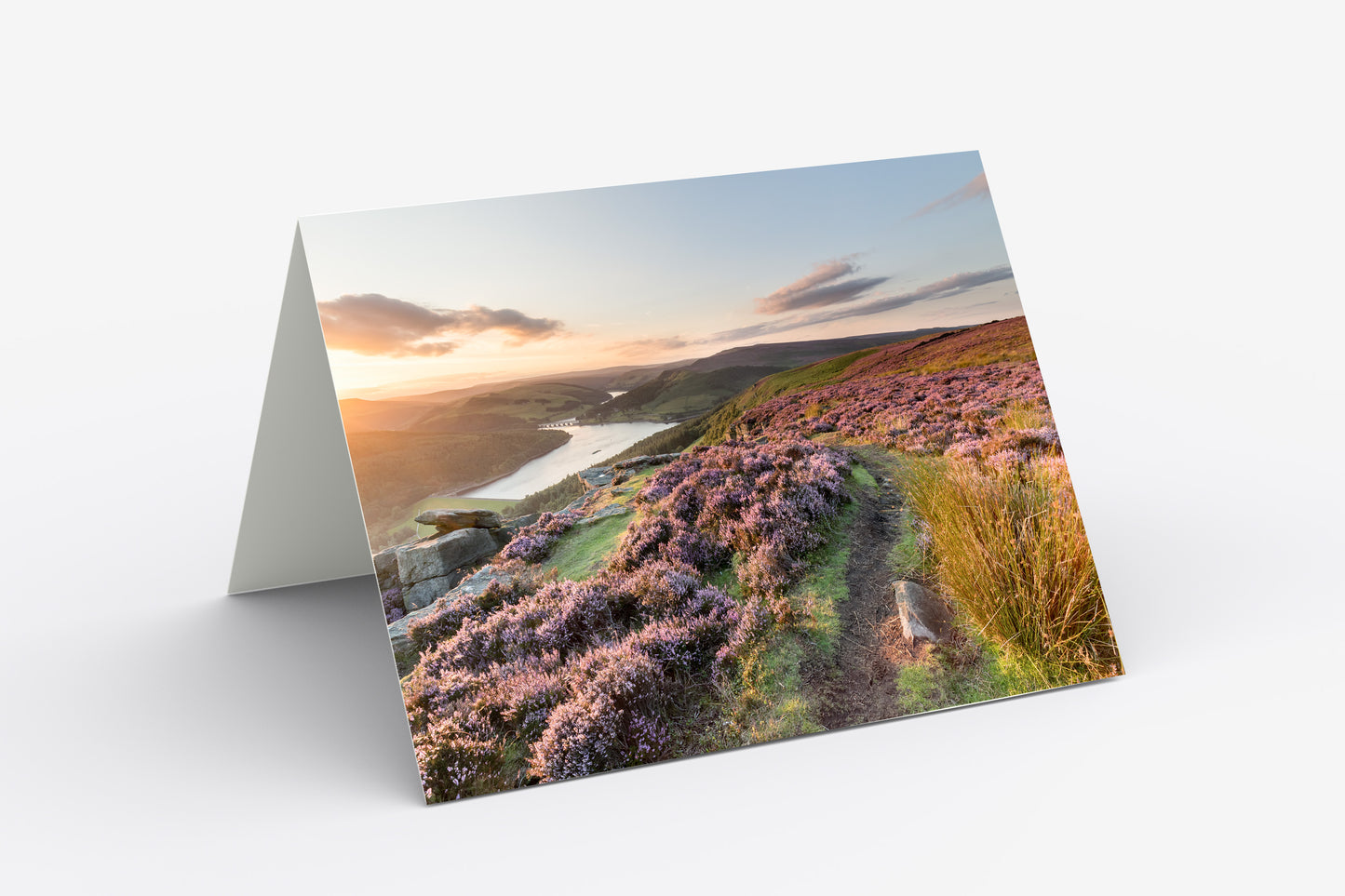 Bamford Edge Sunset, Peak District - Blank Inside, A5 Greetings Card with Envelope