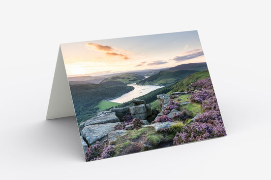 Bamford Edge Sunset - Blank Inside, A5 Greetings Card with Envelope