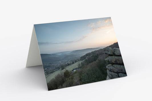 Black Rocks Sunrise, Derbyshire - Blank Inside, A5 Greetings Card with Envelope