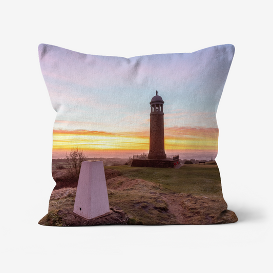 Crich Memorial Stand Sunrise, Derbyshire - 46x46cm Double Sided Faux Canvas Cushion