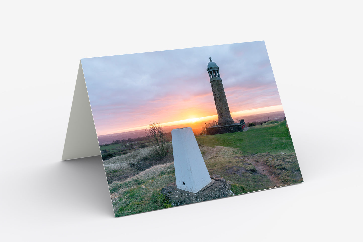 Crich Memorial Stand Sunrise - Blank Inside, A5 Greetings Card with Envelope