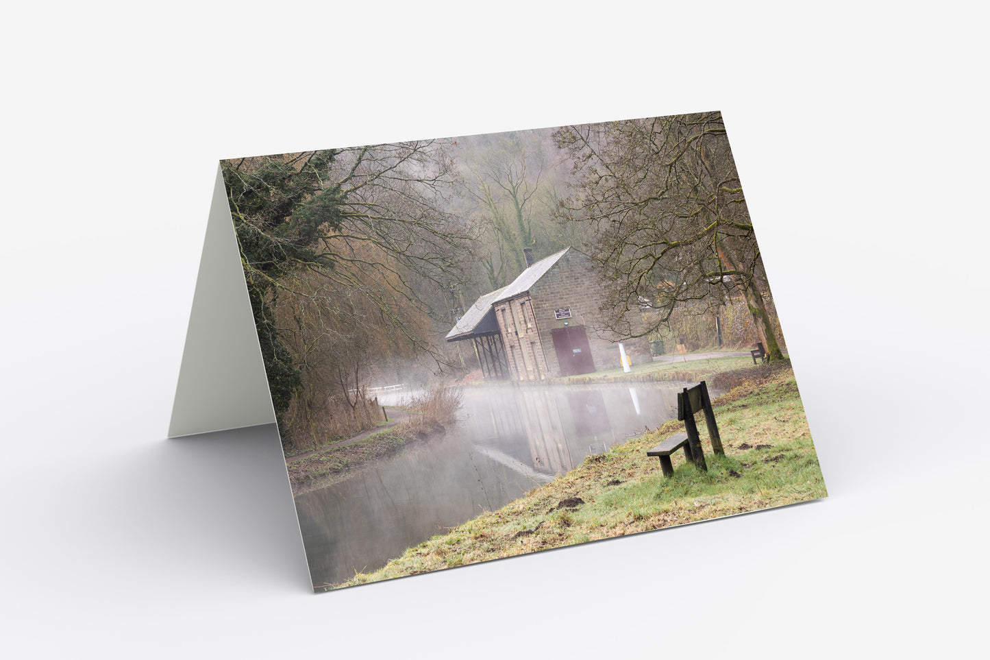 Cromford Canal, Misty Morning Walk - Blank Inside, A5 Greetings Card with Envelope