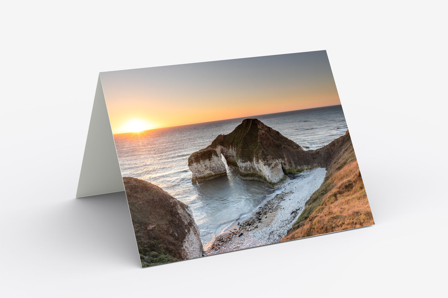 Drinking Dinosaur, Flamborough - Blank Inside, A5 Greetings Card with Envelope