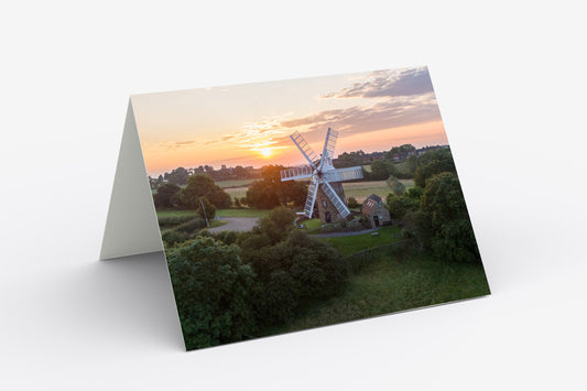 Heage Windmill Sunrise - Blank Inside, A5 Greetings Card with Envelope