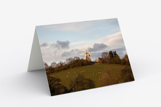 Heage Windmill Sunset, Derbyshire - Blank Inside, A5 Greetings Card with Envelope