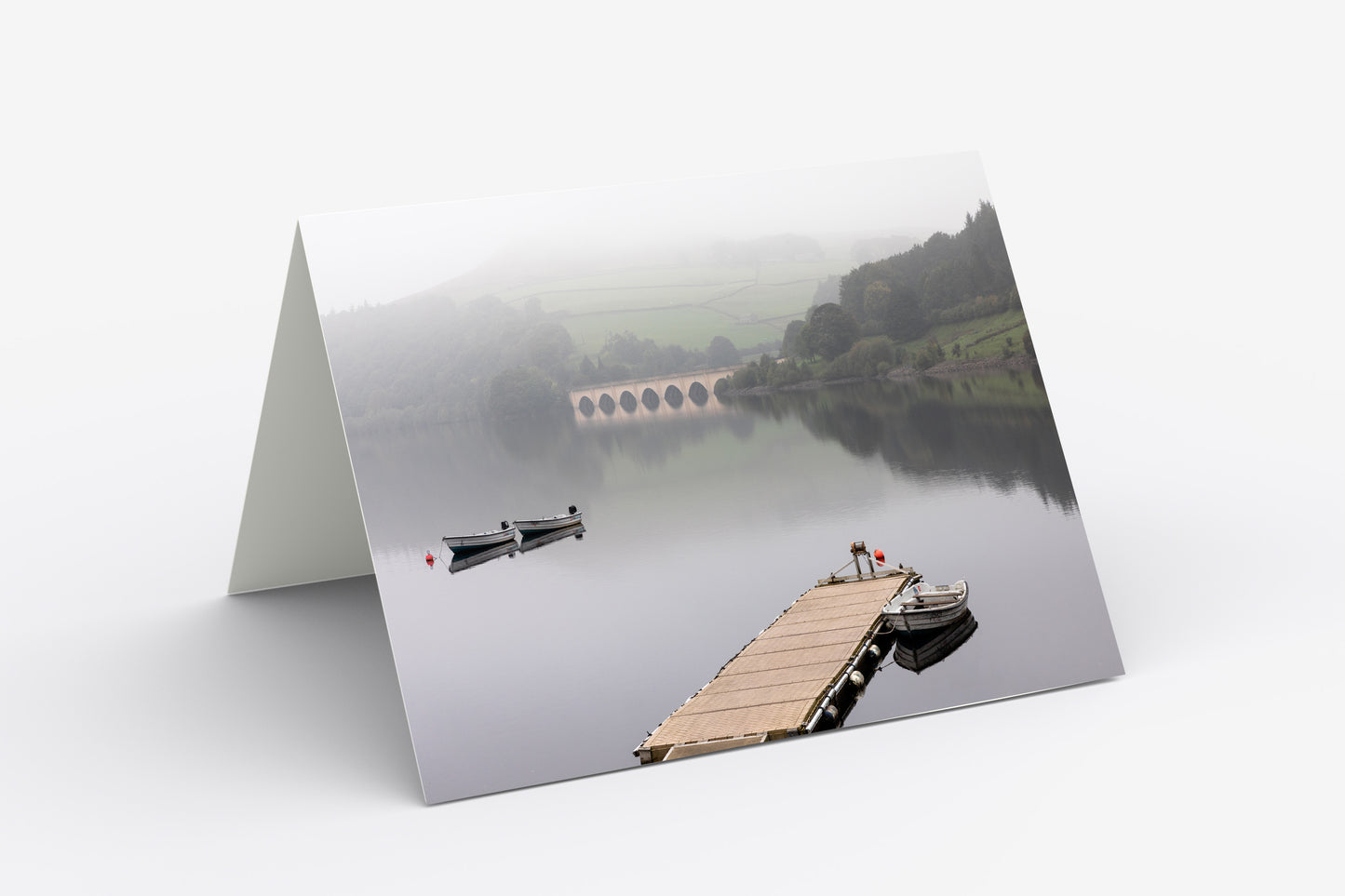 Misty Ladybower and Jetty - Blank Inside, A5 Greetings Card with Envelope