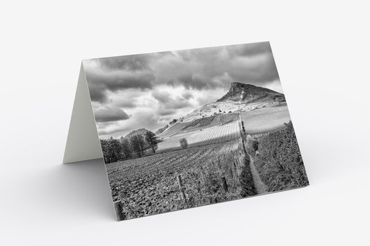 Roseberry Topping, Black and White - Blank Inside, A5 Greetings Card with Envelope