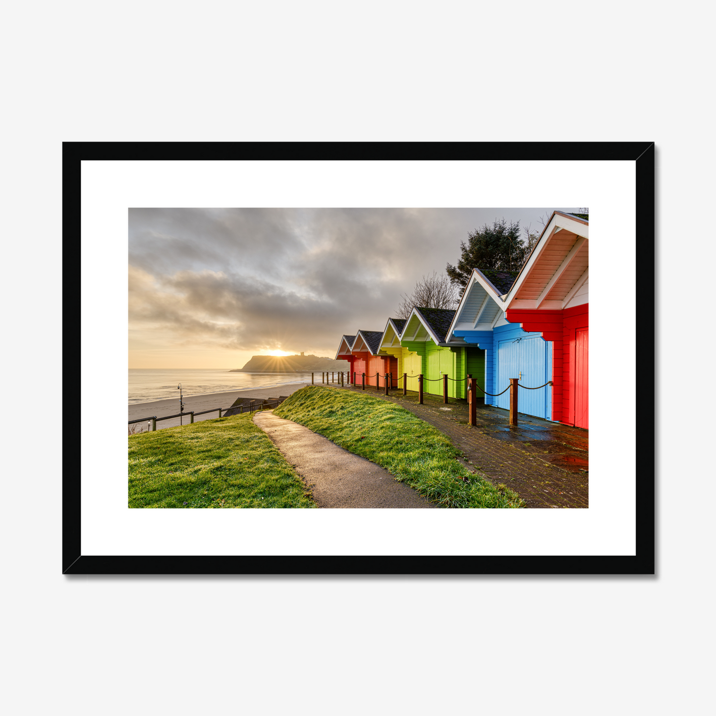 Scarborough Beach Huts Sunrise - Print / Framed / Canvas Photographic Wall Art