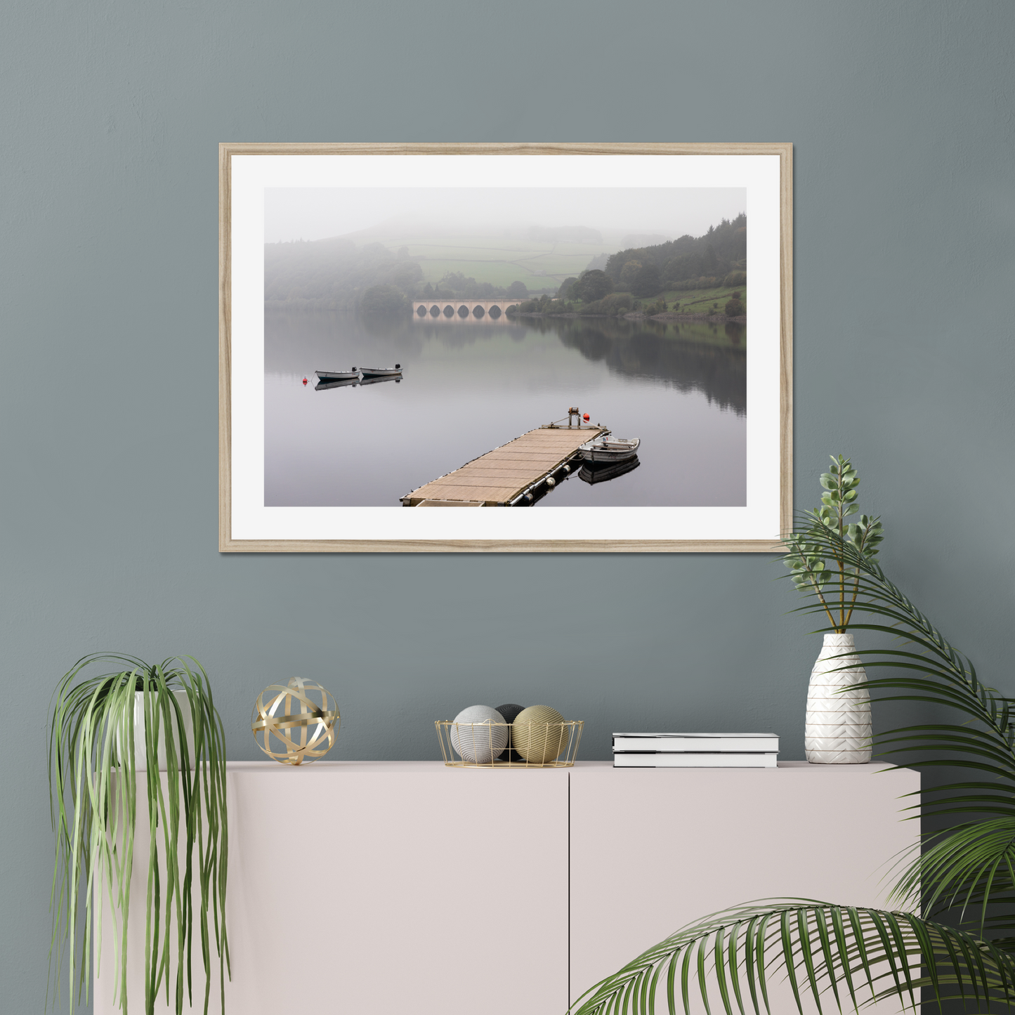 Misty Ladybower Reservoir and Jetty - Print / Framed / Canvas Photographic Wall Art